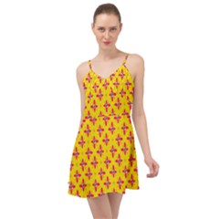 Flowers Shapes On Yellow Summer Time Chiffon Dress by FunDressesShop