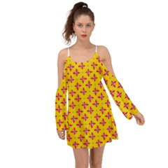 Flowers Shapes On Yellow Boho Dress by FunDressesShop