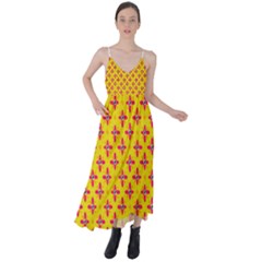 Flowers Shapes On Yellow Tie Back Maxi Dress by FunDressesShop