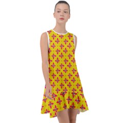 Flowers Shapes On Yellow Frill Swing Dress by FunDressesShop