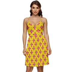 Flowers Shapes On Yellow V-neck Pocket Summer Dress  by FunDressesShop