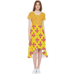 Flowers Shapes On Yellow High Low Boho Dress by FunDressesShop