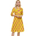 Flowers Shapes on yellow Classy Knee Length Dress View1