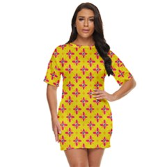 Flowers Shapes On Yellow Just Threw It On Dress by FunDressesShop