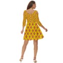 Flowers Shapes on yellow Shoulder Cut Out Zip Up Dress View4