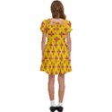 Flowers Shapes on yellow Kids  Puff Sleeved Dress View4