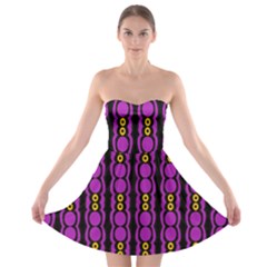 Purple And Yellow Circles On Black Strapless Bra Top Dress by FunDressesShop