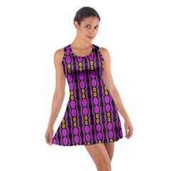 Purple And Yellow Circles On Black Cotton Racerback Dress by FunDressesShop