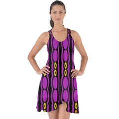 Purple And Yellow Circles On Black Show Some Back Chiffon Dress by FunDressesShop