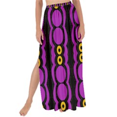 Purple And Yellow Circles On Black Maxi Chiffon Tie-up Sarong by FunDressesShop