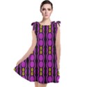 Purple And Yellow Circles On Black Tie Up Tunic Dress View1