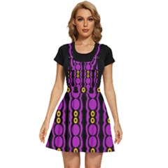 Purple And Yellow Circles On Black Apron Dress by FunDressesShop