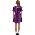 Purple And Yellow Circles On Black Kids  Frilly Sleeves Pocket Dress View4