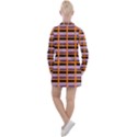 Purple and black Rectangles orange Women s Long Sleeve Casual Dress View2