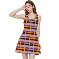 Purple And Black Rectangles Orange Inside Out Racerback Dress by FunDressesShop