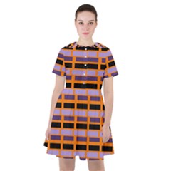 Purple And Black Rectangles Orange Sailor Dress by FunDressesShop