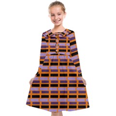 Purple And Black Rectangles Orange Kids  Midi Sailor Dress by FunDressesShop