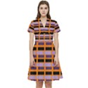 Purple and black Rectangles orange Short Sleeve Waist Detail Dress View1