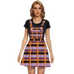 Purple And Black Rectangles Orange Apron Dress by FunDressesShop