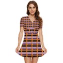 Purple and black Rectangles orange V-Neck High Waist Chiffon Mini Dress View1