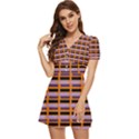 Purple and black Rectangles orange V-Neck High Waist Chiffon Mini Dress View2