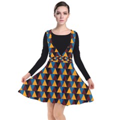 Colorful Triangles On Black Plunge Pinafore Dress by FunDressesShop