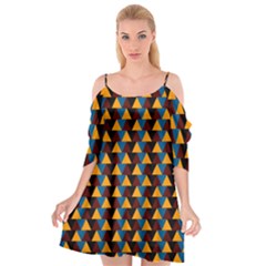 Colorful Triangles On Black Cutout Spaghetti Strap Chiffon Dress by FunDressesShop