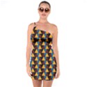 Colorful Triangles on black One Soulder Bodycon Dress View1