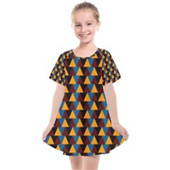 Colorful Triangles On Black Kids  Smock Dress by FunDressesShop