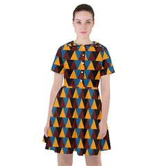 Colorful Triangles On Black Sailor Dress by FunDressesShop