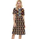 Colorful Triangles on black Button Top Knee Length Dress View1