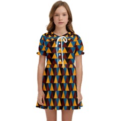 Colorful Triangles On Black Kids  Sweet Collar Dress by FunDressesShop