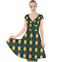 Circles And Ovals On Green Cap Sleeve Front Wrap Midi Dress by FunDressesShop