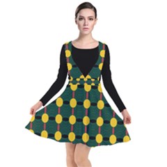 Circles And Ovals On Green Plunge Pinafore Dress by FunDressesShop