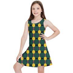 Circles And Ovals On Green Kids  Lightweight Sleeveless Dress by FunDressesShop