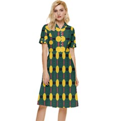 Circles And Ovals On Green Button Top Knee Length Dress by FunDressesShop