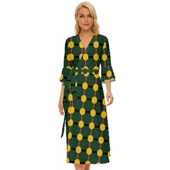 Circles And Ovals On Green Midsummer Wrap Dress by FunDressesShop