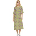 Purple Stars Pattern Double Cuff Midi Dress View1