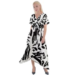 Abstract Painting Cross Front Sharkbite Hem Maxi Dress by Sobalvarro