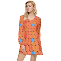 Roof Roofing Tiles  Tiered Long Sleeve Mini Dress by artworkshop