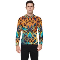 Orange, Turquoise And Blue Pattern  Men s Long Sleeve Rash Guard by Sobalvarro