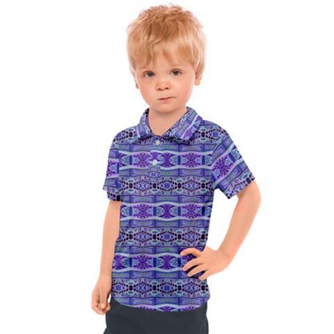 Vertical Striped Ornate Seamless Pattern Kids  Polo Tee by dflcprintsclothing