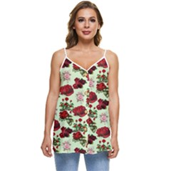 Flowers Pattern Casual Spaghetti Strap Chiffon Top by Sparkle