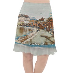 Birds And People On Lake Garda Fishtail Chiffon Skirt by ConteMonfrey