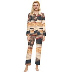 Let`s Make Pizza Womens  Long Sleeve Velvet Pocket Pajamas Set by ConteMonfrey