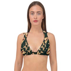 Pizza Slices Pattern Green Double Strap Halter Bikini Top by TetiBright