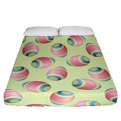 Colorful Easter Eggs Pattern Green Fitted Sheet (california King Size) by TetiBright