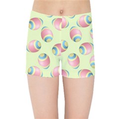 Colorful Easter Eggs Pattern Green Kids  Sports Shorts by TetiBright