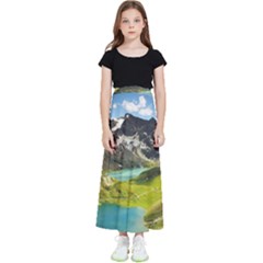 Aerial View Of Mountain And Body Of Water Kids  Flared Maxi Skirt by danenraven