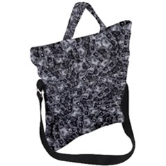 Creepy Head Mask Motif Random Pattern Fold Over Handle Tote Bag by dflcprintsclothing